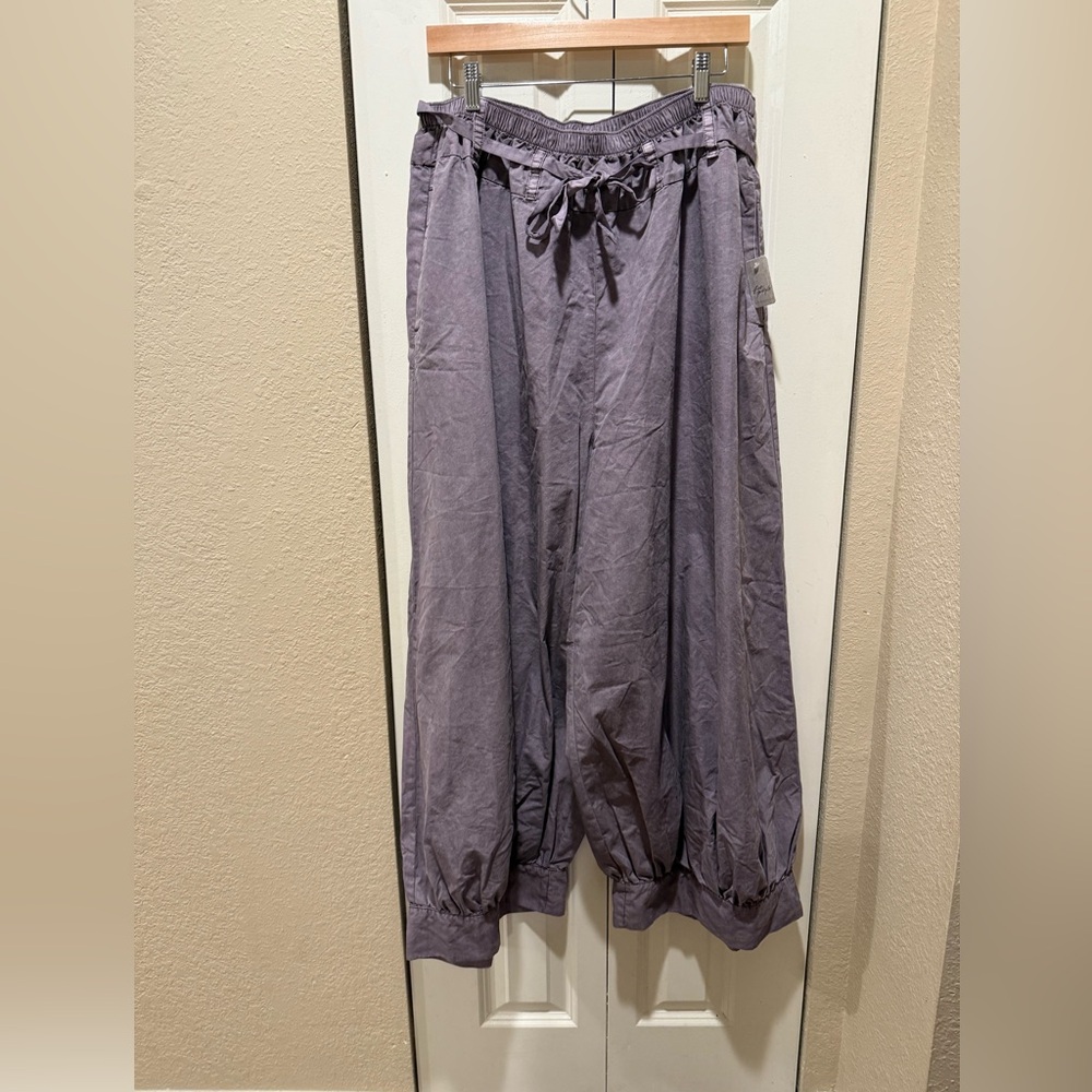 Free People Lavender Gray Wide-Leg Drawstring Pants - Picture 6 of 10